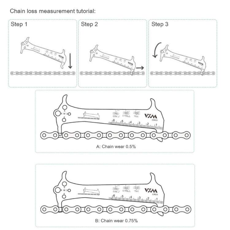 2 PCS VXM 3 In 1 Stainless Steel Mountain Bike Road Bike Chain Gauge - Outdoor & Sports by buy2fix | Online Shopping UK | buy2fix