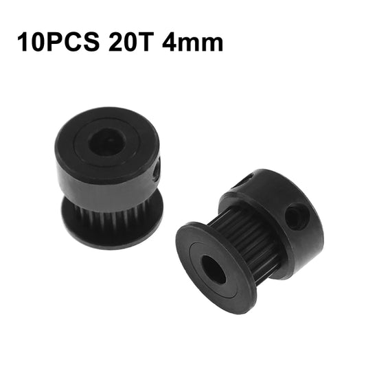 10 PCS GT2 3D Printer Synchronous Wheel Transmission Leather Pulley, Specification: 20 Tooth 4mm Black - Consumer Electronics by buy2fix | Online Shopping UK | buy2fix