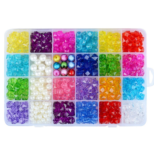 24 Grid Acrylic Beaded Kids DIY Necklace Bracelet Toys(Crystal No. 1) - DIY Developmental Toys by buy2fix | Online Shopping UK | buy2fix