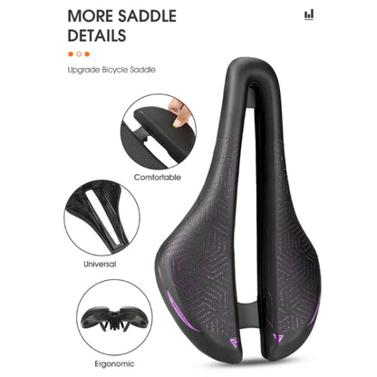 WEST BIKING Hollow Breathable Comfort Bicycle Saddle(Black Purple) - Outdoor & Sports by WEST BIKING | Online Shopping UK | buy2fix