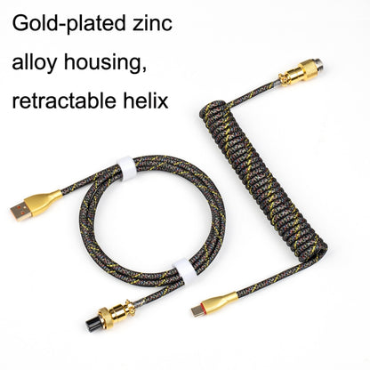 Mechanical Keyboard Spring Cable Gold-plated Aerial Plug(Black) - Others by buy2fix | Online Shopping UK | buy2fix