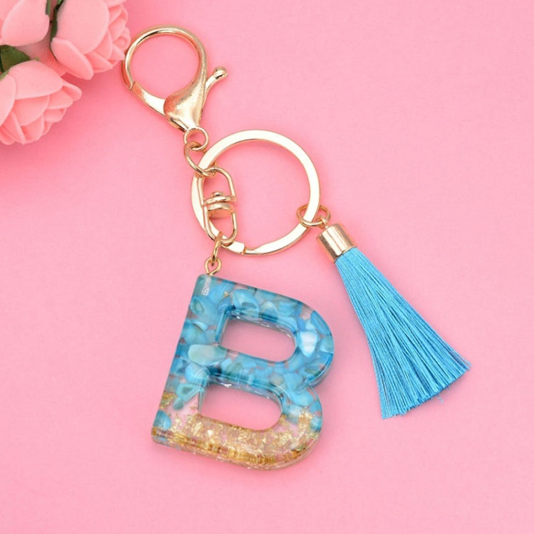 2 PCS English Alphabet Epoxy Tassel Keychain Bag Pendant(B) - In Car by buy2fix | Online Shopping UK | buy2fix