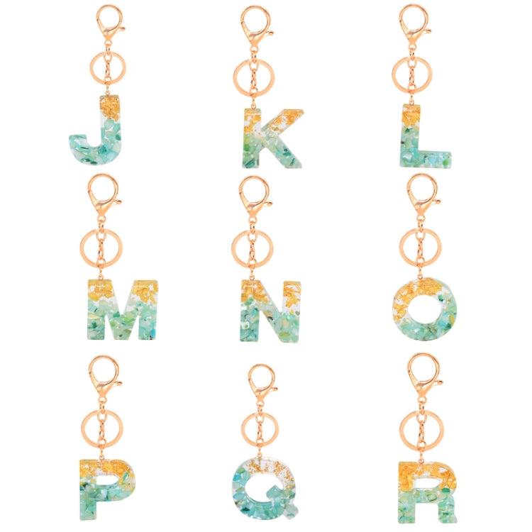 2 PCS Gold Foil Epoxy English Letter Keychain Bag Pendant(N) - In Car by buy2fix | Online Shopping UK | buy2fix