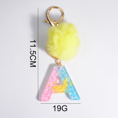 2 PCS Crystal Epoxy Rainbow Color Keychain Hair Ball Ladies Bag Pendant(Y) - In Car by buy2fix | Online Shopping UK | buy2fix