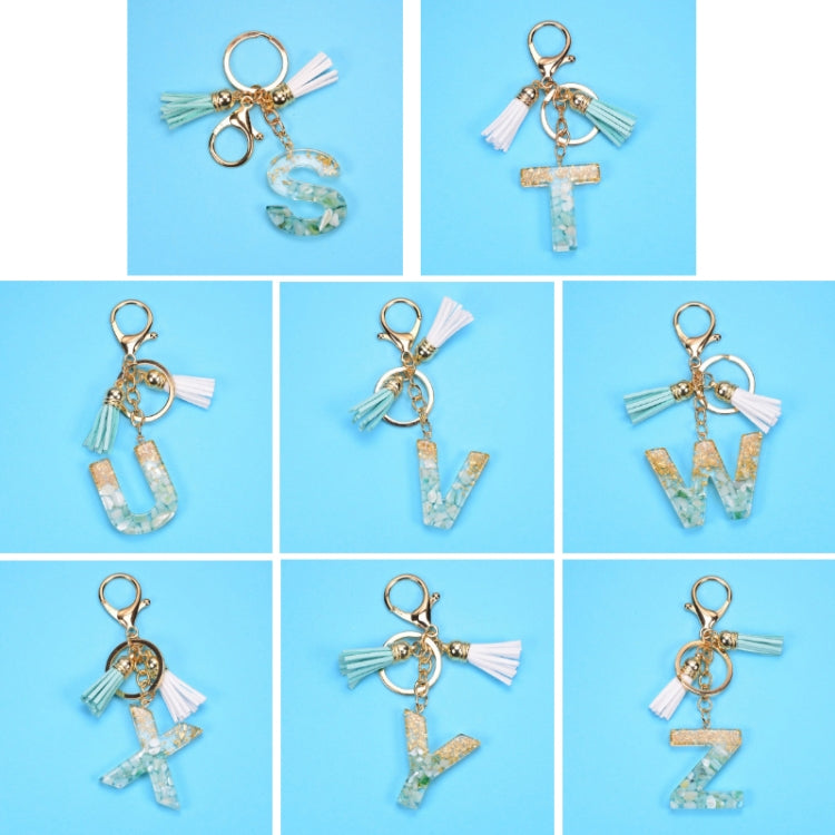 2 PCS Gold Foil English Letter Tassel Keychain Bag Decoration Pendant(Y) - In Car by buy2fix | Online Shopping UK | buy2fix