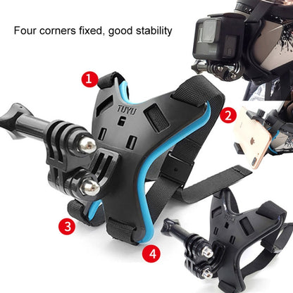 TUYU Motorcycle Helmet Chin Action Camera Mobile Phone Mounting Bracket Blue Bracket+Mobile Phone Clip - DJI & GoPro Accessories by TUYU | Online Shopping UK | buy2fix