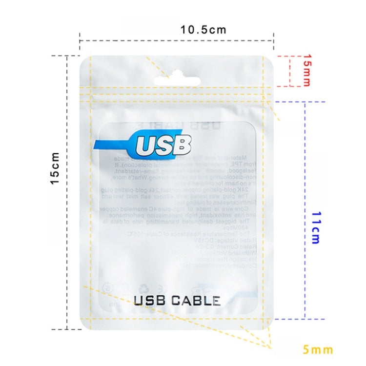 100 PCS  USB Cable Packaging Bag Data Cable Bag Ziplock Bag 10.5 x 15 cm -  by buy2fix | Online Shopping UK | buy2fix