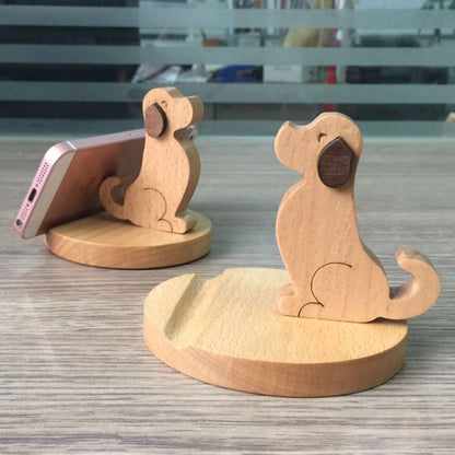 Wooden Mobile Phone Bracket Beech Lazy Mobile Phone Holder,Style: Golden Retriever - Desktop Holder by buy2fix | Online Shopping UK | buy2fix