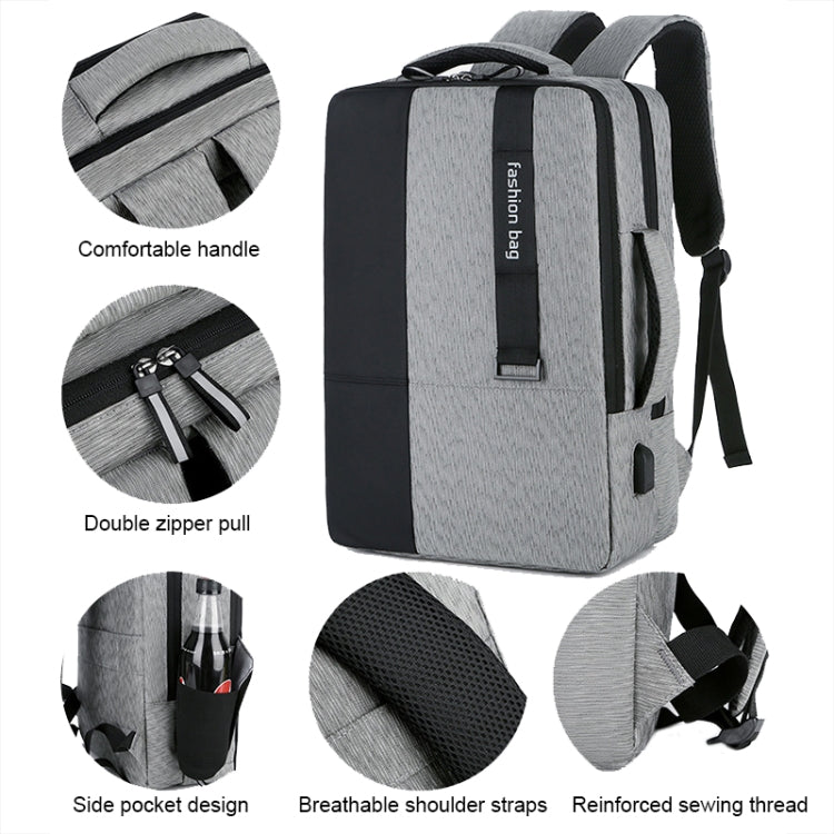 140 Large-capacity Business Commuter Laptop Backpack with USB Charging Interface(Grey) - Backpack by buy2fix | Online Shopping UK | buy2fix