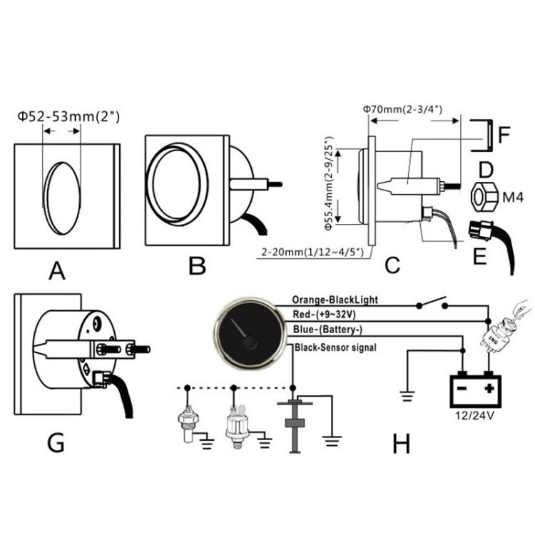 PMW2 DN52mm Car Truck RV Conversion Water Tank Water Level Table(WS) - In Car by buy2fix | Online Shopping UK | buy2fix