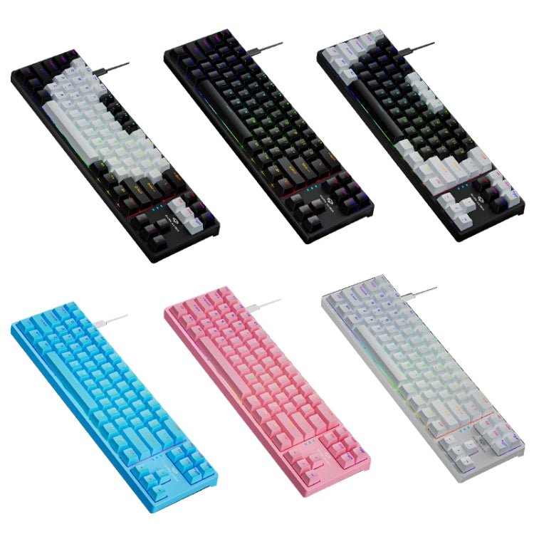 Dark Alien K710 71 Keys Glowing Game Wired Keyboard, Cable Length: 1.8m, Color: Black White Red Shaft - Wired Keyboard by Dark Alien | Online Shopping UK | buy2fix