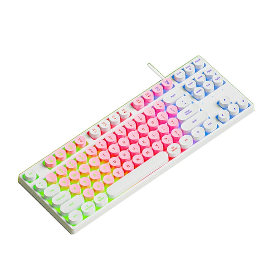 Dark Alien DK100 87 Keys Hot Plug-In Glowing Game Wired Mechanical Keyboard, Cable Length: 1.3m(White Pink) - Wired Keyboard by Dark Alien | Online Shopping UK | buy2fix