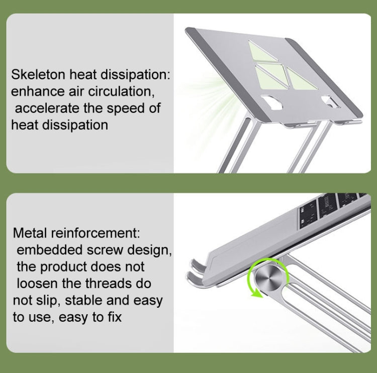 Aluminum Laptop Tablet Stand Foldable Elevated Cooling Rack,Style: Triangle Fantasy Black - Computer & Networking by buy2fix | Online Shopping UK | buy2fix