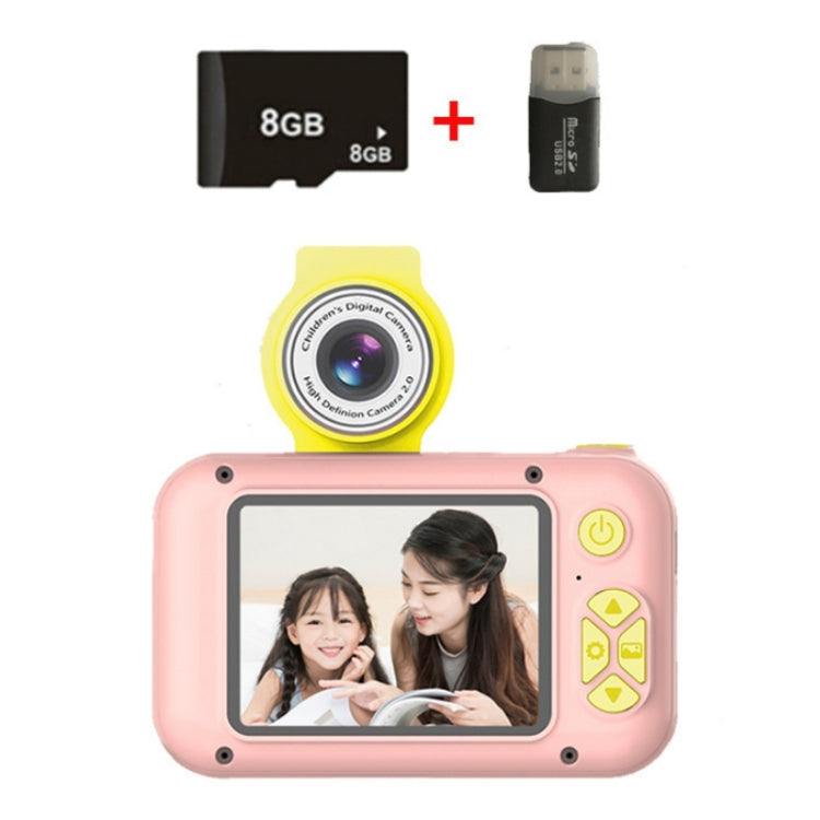 X101 Mini HD Lens Reversible Child Camera, Color: Pink+8G+Card Reader - Consumer Electronics by buy2fix | Online Shopping UK | buy2fix