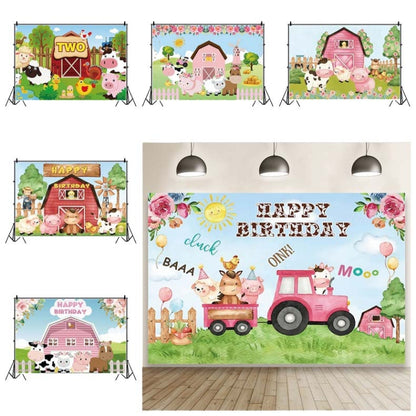 1.5m x 1m Cartoon Farm Animals Photography Backdrop Birthday Party Background Decoration(MDN12821) - Camera Accessories by buy2fix | Online Shopping UK | buy2fix