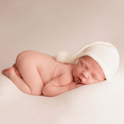 Newborn Photography Clothing Baby Photography Fur Ball Knitted Long Tail Hat(Camel) - Camera Accessories by buy2fix | Online Shopping UK | buy2fix