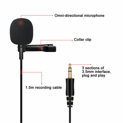 For Rode Wireless Camera Lavalier Microphone, Length 1.5m(Black) - Consumer Electronics by buy2fix | Online Shopping UK | buy2fix