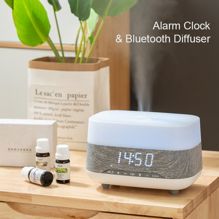 300ml Bluetooth Clock Aromatherapy Humidifier with Seven-color Ambient Light,EU Plug(Gray White) - Home & Garden by buy2fix | Online Shopping UK | buy2fix