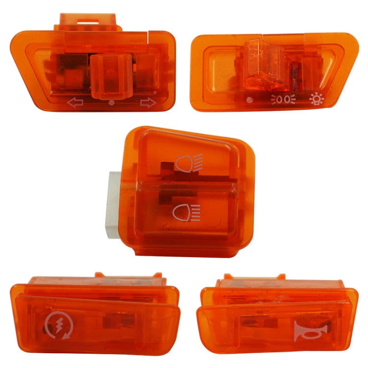 2sets Motorcycle Headlight Horn Steering Switch Accessories(5 in 1 Orange) - In Car by buy2fix | Online Shopping UK | buy2fix