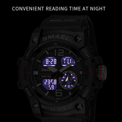 SMAEL 8007 Outdoor Sports Waterproof Dual Display Electronic Quartz Watch(Black) - Sport Watches by SMAEL | Online Shopping UK | buy2fix