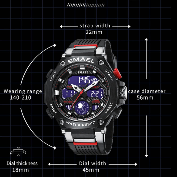 SMAEL 8069 Outdoor Multifunctional Waterproof Sports Alloy Luminous Watch(Gray) - LED Digital Watches by SMAEL | Online Shopping UK | buy2fix