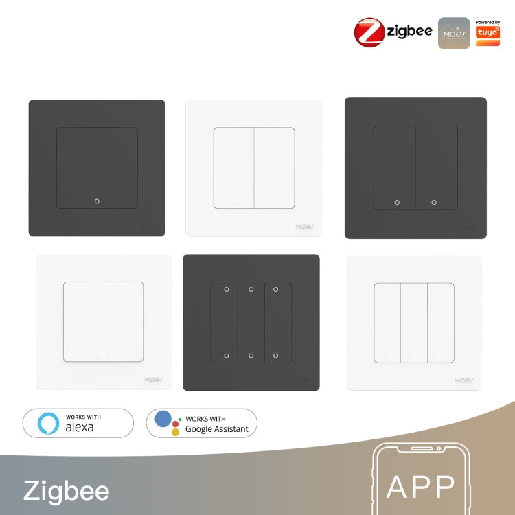 Tuya ZigBee Smart Single-fire Zero-fire Sharing Timing Voice Wall Switch EU Plug, Style: 3 Ways (Gray) - Consumer Electronics by buy2fix | Online Shopping UK | buy2fix