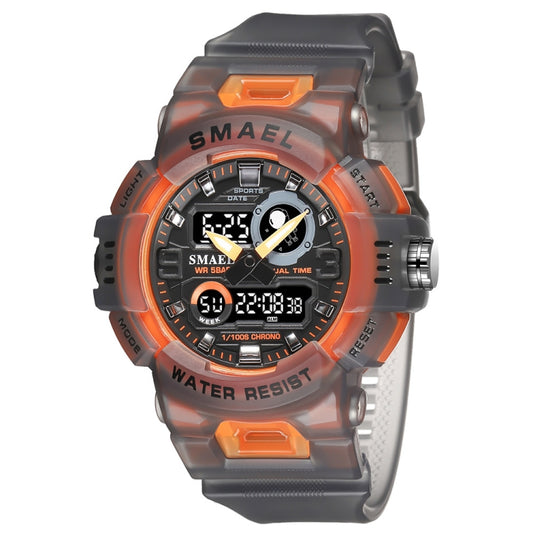 SMAEL 8063 Outdoor Electronic Alarm Sports Watch Double Showed Astronaut Student Watch(Translucent Gray Orange) - Sport Watches by SMAEL | Online Shopping UK | buy2fix