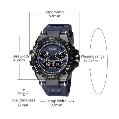 SMAEL 8070 Multifunctional Dual Display Waterproof Night Light Outdoor Alloy Sports Watch(Black) - Sport Watches by SMAEL | Online Shopping UK | buy2fix