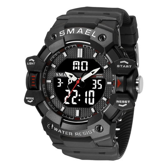 SMAEL 8080 Outdoor Sports Waterproof Multifunctional Glowing Double Dial Watch(Black White) - Sport Watches by SMAEL | Online Shopping UK | buy2fix