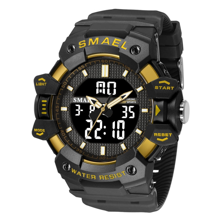 SMAEL 8080 Outdoor Sports Waterproof Multifunctional Glowing Double Dial Watch(Black Gold) - Sport Watches by SMAEL | Online Shopping UK | buy2fix