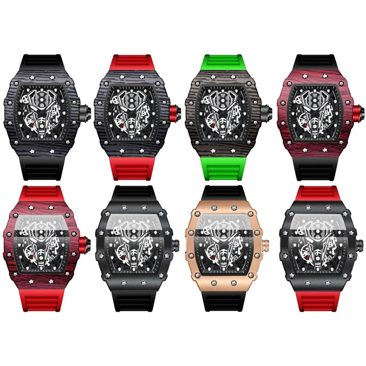 BINBOND B6577 Barrel Shape 30m Waterproof Sports Quartz Watch(Red Silicone-Red-Black) - Silicone Strap Watches by BINBOND | Online Shopping UK | buy2fix