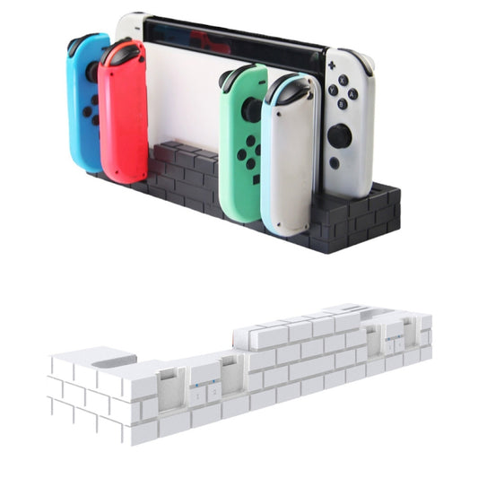 For Nintendo Switch / Switch OLED SW488 Power Bracket Game Card Storage Stand Handle Charging Seat(White) - Holder by buy2fix | Online Shopping UK | buy2fix