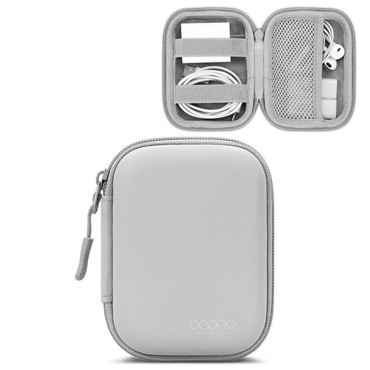 Baona BN-F003 Leather Digital Headphone Cable U Disk Storage Bag, Specification: Rectangular Gray - Digital Storage Bag by Baona | Online Shopping UK | buy2fix