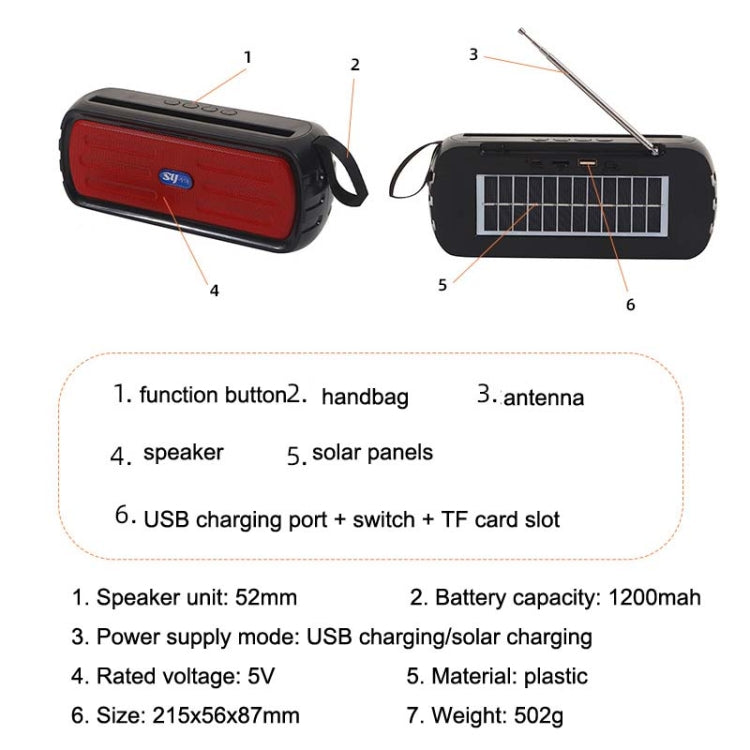 BAIJIALI SY-918 Solar Emergency Radio Read U Disk Large Volume Speaker LED Light Portable Player(Red) - Consumer Electronics by BAIJIALI | Online Shopping UK | buy2fix