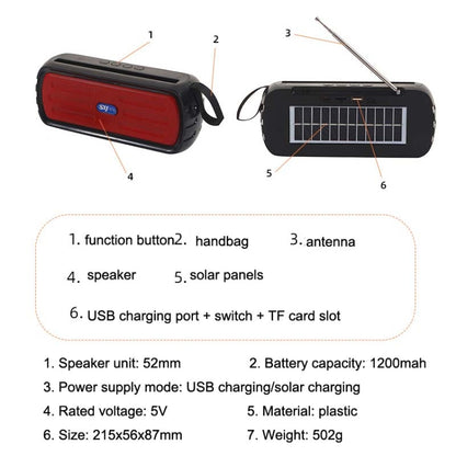 BAIJIALI SY-918 Solar Emergency Radio Read U Disk Large Volume Speaker LED Light Portable Player(Red) - Consumer Electronics by BAIJIALI | Online Shopping UK | buy2fix