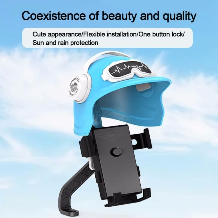 Small Helmet Sunscreen Phone Stand Bracket Motorcycle Mobile Phone Holder,Spec: Blue Helmet -  by buy2fix | Online Shopping UK | buy2fix