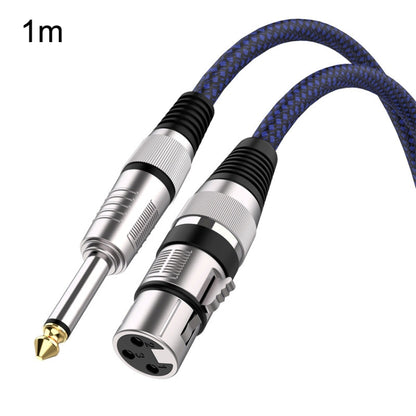 1m Blue and Black Net TRS 6.35mm Male To Caron Female Microphone XLR Balance Cable -  by buy2fix | Online Shopping UK | buy2fix