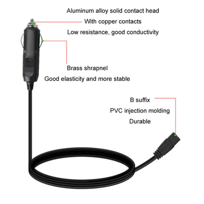 12V/24V Car Refrigerator Cable B Suffix Cigarette Lighter Plug Power Cord, Length: 1m Without Switch -  by buy2fix | Online Shopping UK | buy2fix