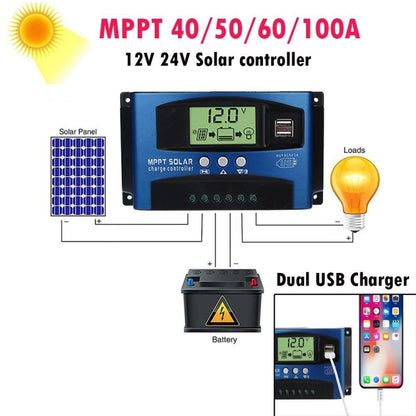 YCX-003 30-100A Solar Charging Controller with LED Screen & Dual USB Port Smart MPPT Charger, Model: 12/24V 30A - Others by buy2fix | Online Shopping UK | buy2fix