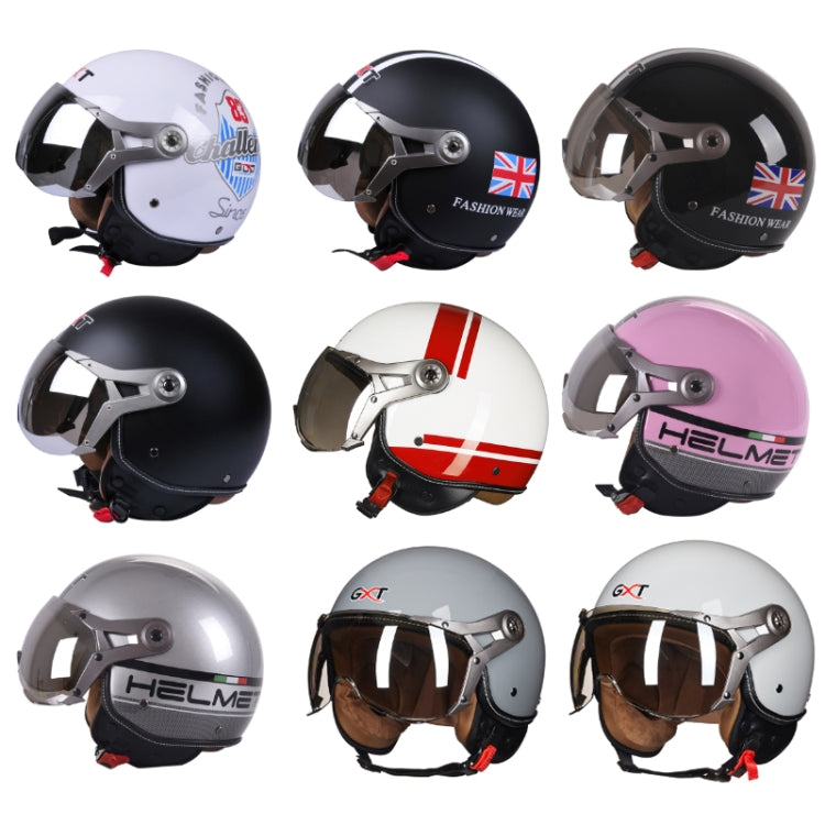 GXT Electric Vehicle Half Cover Helmet Four Seasons Retro Helmet, Size: L(Painted White Red Stripes) - Helmets by GXT | Online Shopping UK | buy2fix