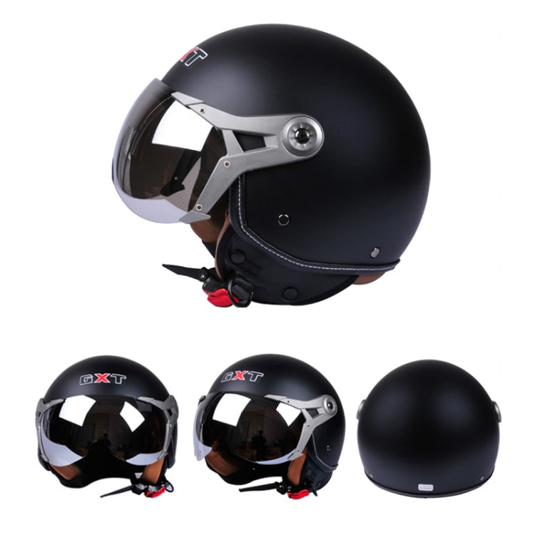 GXT Electric Vehicle Half Cover Helmet Four Seasons Retro Helmet, Size: M(Matte Black Flower) - Helmets by GXT | Online Shopping UK | buy2fix