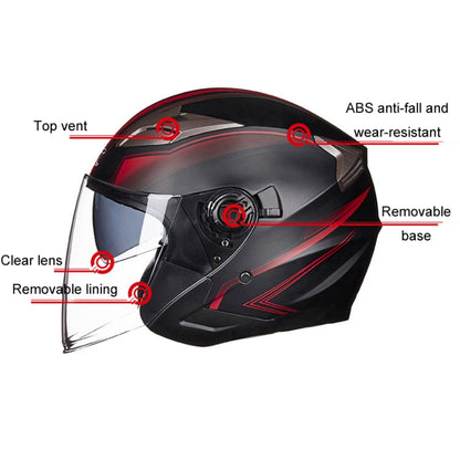 GXT 708 Electric Vehicle Dual Lens Helmet Four Seasons Safety Helmet, Size: M(Bright Black Red) - Helmets by GXT | Online Shopping UK | buy2fix