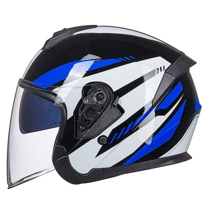 GXT Electric Vehicle Four Seasons Sun Protection & Windshield Double Lens Helmet, Size: M(Bright Black Blue) - Helmets by GXT | Online Shopping UK | buy2fix