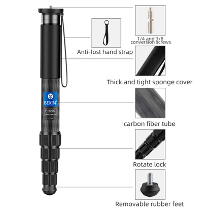 BEXIN P406CF-S Carbon Fiber Monopod Travel Shooting Mobile Phone Live Selfie Bracket Retractable Portable Monopod - Monopods by BEXIN | Online Shopping UK | buy2fix