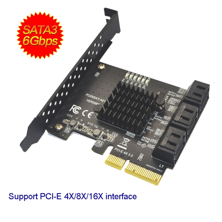 PCIE 4X To 10 Port  SATA 3.0 Adapter Expansion Card ASMedia ASM1166 Converter - Add-on Cards by buy2fix | Online Shopping UK | buy2fix