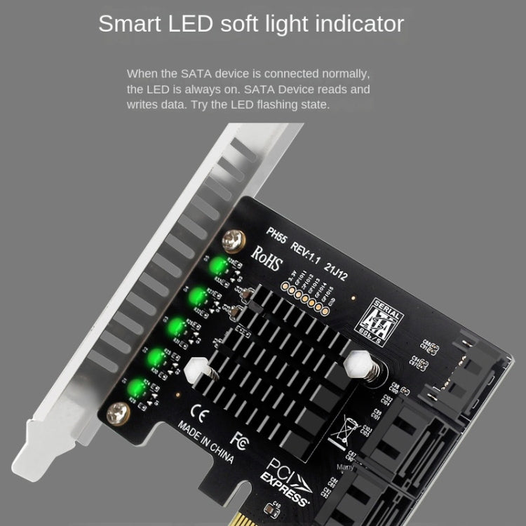 PCI-E To 5 SATA 3.0 Expansion Card(Semi High Baffle) - Add-on Cards by buy2fix | Online Shopping UK | buy2fix