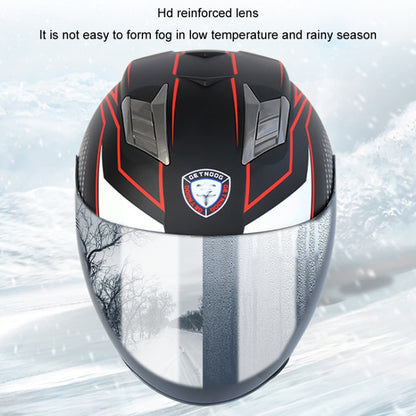 KUQIBAO Motorcycle Smart Bluetooth Sun Protection Double Lens Safety Helmet, Size: M(Bright Black+Gray Tail) - Helmets by KUQIBAO | Online Shopping UK | buy2fix