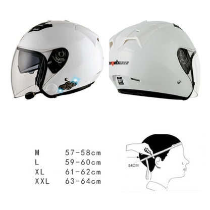 KUQIBAO Motorcycle Smart Bluetooth Sun Protection Double Lens Safety Helmet, Size: M(White Phantom Fiber+Gray Tail) - Helmets by KUQIBAO | Online Shopping UK | buy2fix