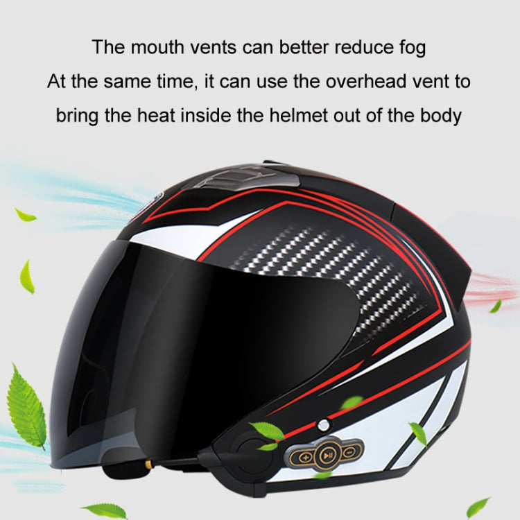 KUQIBAO Motorcycle Smart Bluetooth Sun Protection Double Lens Safety Helmet, Size: XL(Bright Black+Black Tail) - Helmets by KUQIBAO | Online Shopping UK | buy2fix