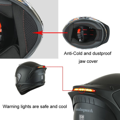 KUQIBAO Motorcycle Dual Lens Anti-Fog Helmet With LED Light, Size: XL(Bright Black Wake Lion) - Helmets by KUQIBAO | Online Shopping UK | buy2fix